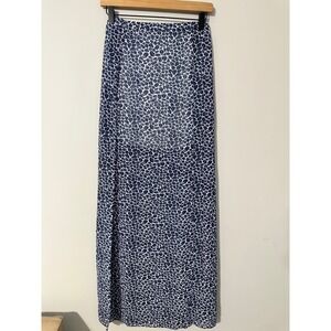L'ATISTE BY AMY Women's Maxi Skirt Floral‎ Print Blue White HIGH Slit Size S